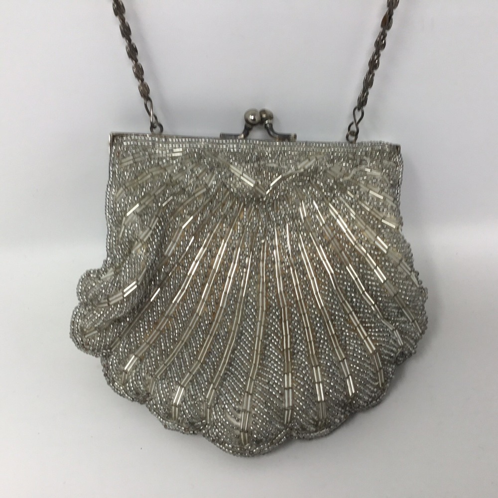 Vintage Andre Cellini Hand Beaded Clam Shell Purse See Pictures For Flaws